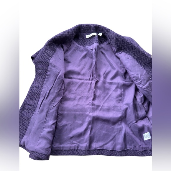 Coldwater Creek Jacket Womans Size 12 Purple Cap Sleeve Boucle Tweed Blazer Coat - Picture 10 of 10